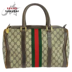 GUCCI グッチ ヴィンテージ オールドグッチ ベージュ ブラウン GGスプリームキャンバス/レザー ハンドバッグ レディース 504249【中古】