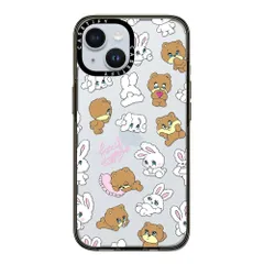 CASETiFY コンパクト iPhone 15 ケース [MIL規格準拠 (2x MIL-STD-810G) / 1.2mからの落下テストをクリア] - Bunny-Bear Mix - クリア ブラック