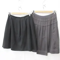 ボールジー BALLSEY トゥモローランド スカート 2枚セット プリーツ フレア Aライン 膝丈 タック ミニ 無地 チャコールグレー 黒 ブラック 38
