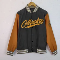 スタジャン ブルゾン ロゴ刺繍 バイカラー グレー メンズ 古着 アメカジ ストリート レトロ