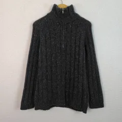 OLD UNIQLO ユニクロ ニット セーター ハーフジップ 無地 グレー M メンズ 古着 シンプル カジュアル　アメカジ