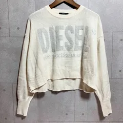 DIESEL ディーゼル ショート丈 ニット セーター 長袖 トップス XS ラメ ロゴ ホワイト 白 レディース SG387-2