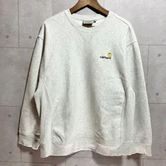 Carhartt WIP カーハート スウェット トレーナー クルーネック プルオーバー トップス 裏起毛 XL グレー ロゴ 刺繍 メンズ SG387-4