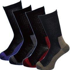 【新品】 [ハヤシ] 靴下 メンズ 吸湿シルクで蒸れずに快適！破れにくく安全靴に最適ソックス 強い綿！ムレない裏シルク 厚底2重 軍足 先丸 4足組 25～27cm SI763