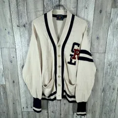 OLD CHAPS RALPH LAUREN 90s チャップス ラルフローレン ワッペン コットン ニット カーディガン メンズ L サイズ