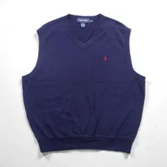 POLO GOLF RALPH LAUREN 90年代 USA製 Vネック ニット ベスト L ネイビー スモールポニー刺繡