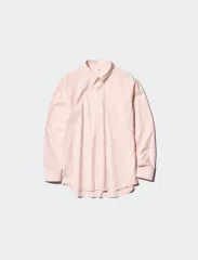 M UNIQLO ユニクロ ブロードクロスシャツ チェック 長袖 ピンク