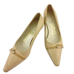 【最大30％OFF★ウィンターセール】サルヴァトーレフェラガモ Salvatore Ferragamo パンプス ポインテッドトゥ ♯4ハーフC ベージュ ブラウン レザー 中古