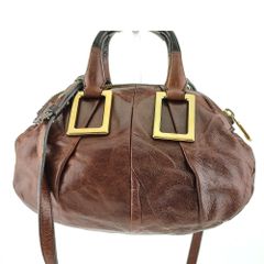 Chloé バーガンディ レザーショルダーバッグ Paraty - メルカリ