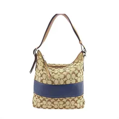 【最大30％OFF★ウィンターセール】コーチ COACH ショルダーバッグ シグネチャー ベージュ×ブラウン×ブルー レディース 中古