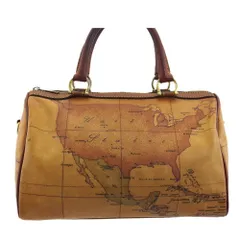 【最大30％OFF★ウィンターセール】プリマクラッセ PRIMA CLASSE ハンドバッグ 地図柄 ベージュ ブラウン系 レディース 中古