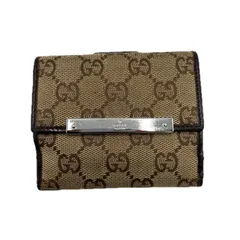 【最大30％OFF★年越しセール】グッチ GUCCI 二つ折り財布 Wホック ブラウン/ベージュ/シルバー レザー ユニセックス 中古