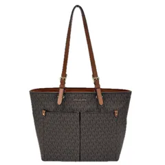 【最大30％OFF★ウィンターセール】マイケルコース Michael Kors トートバッグ MKシグネチャー ブラウン/ベージュ レザー レディース 中古