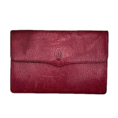 【最大30％OFF★ウィンターセール】カルティエ CARTIER ポーチ クラッチバッグ マストライン ボルドー/ゴールド レザー レディース 中古