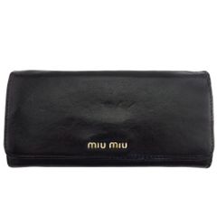 miumiu ミュウミュウ 長財布 マドラスリボン黒財布 ブラック 被せ財布 