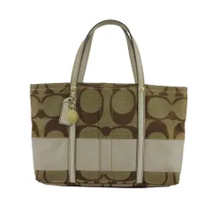 【最大30％OFF★クリスマスSALE】コーチ COACH トートバッグ シグネチャー シグネチャーストライプ ベージュ×アイボリー レディース 中古