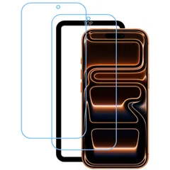 【人気商品】2枚セット ブルーライト画面保護フィルム 耐傷性 強化ガラス 表面硬度 ガイド枠付き 9H 国産旭硝子素材製 液晶保護フィルム 保護 ブルーライトカット機能 ガラスフィルム 用の Pro 17 iPhone For 目の疲れを軽減し