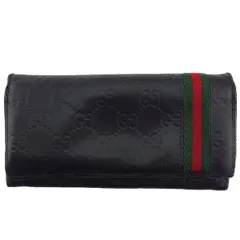 【最大30％OFF】グッチ GUCCI 長財布 グッチシマ シェリーライン ブラック×グリーン×レッド レディース 中古