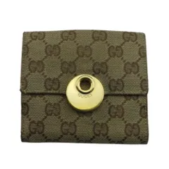 【最大30％OFF】グッチ GUCCI 二つ折り財布 GG柄 ロゴプレート付き ベージュ系×ホワイト×ゴールド レディース 中古