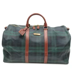 【最大30％OFF】ポロ・ラルフローレン POLO RALPH LAUREN ボストンバッグ チェック グリーン ネイビー ブラウン系 レディース 中古