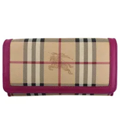 【最大30％OFF】バーバリー BURBERRY 長財布 チェック ベージュ ピンク ブラック系 レディース 中古