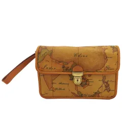 【最大30％OFF★ウィンターセール】プリマクラッセ PRIMA CLASSE クラッチバッグ 地図柄 ベージュ ブラウン グリーン レディース 中古