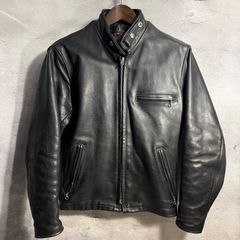 usedショット☆641☆立ち襟シングルライダースジャケット☆黒×34☆USA