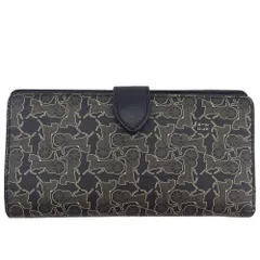 【X'masセール★30%OFF】セリーヌ CELINE 長財布馬車柄 サルキーライン グレー×ベージュ×ブラック レディース 中古 最大30％OFF☆年越しセール】セリーヌ CELINE 長財布 馬車柄 サルキー