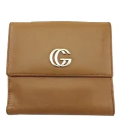 【最大30％OFF★ウィンターセール】グッチ GUCCI 二つ折り財布 GGマーモント ベージュ×ゴールド レディース 中古