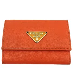 【最大30％OFF★ウィンターセール】プラダ PRADA キーケース サフィアーノ オレンジ×ゴールド レディース 中古
