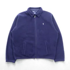 Polo Ralph Lauren 90年代 短丈 フリース ハリントンジャケット XL ネイビー チンストラップ スモールポニー刺繍