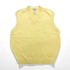 L.L.Bean 90年代 Vネック ニット ベスト L イエロー コットン FW80
