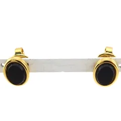 【最大30％OFF★ウィンターセール】ニナリッチ NINA RICCI イヤリング ブラックストーン クリップ式 ブラック ゴールド メンズ 中古