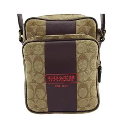 【最大30％OFF】コーチ COACH ショルダーバッグ シグネチャー ヘリテージストライプ ベージュ ブラウン レッド レディース 中古