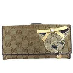 【最大30％OFF★年越しセール】グッチ GUCCI 長財布 GGキャンバス グッチョリ チワワのブランド ベージュ ブラウン ブラック レディース 中古
