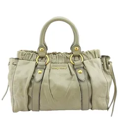 【最大30％OFF】ミュウミュウ MIUMIU ショルダーバッグ ギャザー グリーン ベージュ グレー 灰色系 レディース 中古