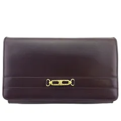 【最大30％OFF】セリーヌ CELINE クラッチバッグ トリオンフ ダークブラウン×ゴールド レディース 中古