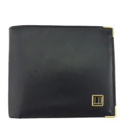 【最大30％OFF★クリスマスSALE】ダンヒル Dunhill 二つ折り財布 ロゴプレート 角プレート ブラック レディース 中古