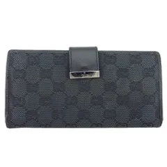 【最大30％OFF】グッチ GUCCI 長財布 GGキャンバス ロゴプレート ブラック レディース 中古