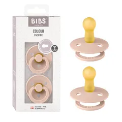 新品 BIBS(ビブス) 天然ゴムおしゃぶり 2個セット COLOUR サイズ2(6~18カ月)【日本正規品】BPAフリー アーチ形状で摩擦を軽減 胸に似た丸型ニップル 120289 Blush/Blush