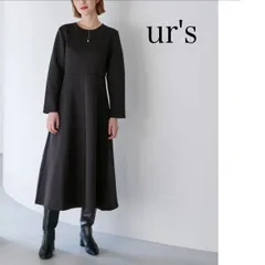 【美品】ur's　ボンディングフレアワンピース　S セレモニーワンピース ブラック黒　フォーマルドレス
