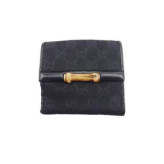 【最大30％OFF】グッチ GUCCI 二つ折り財布 GGキャンバス バンブー ブラック ベージュ レディース 中古