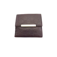 【最大30％OFF】グッチ GUCCI 二つ折り財布 グッチシマ ロゴプレート ブラウン ゴールド レディース 中古