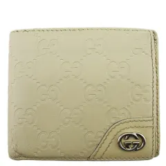 【最大30％OFF】グッチ GUCCI 二つ折り財布 グッチシマ インターロッキングG ダブルG ベージュ シルバー レディース 中古
