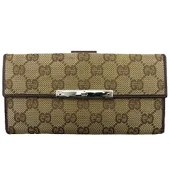 【最大30％OFF】グッチ GUCCI 二つ折り財布 GGキャンバス ブラウン　ベージュ レディース 中古