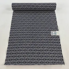 反物 優品 男着物 小紋 幾何学 黒 綿 【中古】