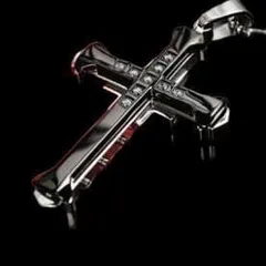 【N022】ネックレス　メンズ ブラック　黒　クロス　十字架　アクセサリー