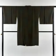 【美品】 道行 身丈102.5cm 裄丈66cm M 和装コート 角衿 ぼかし柄 焦茶色 正絹 秀品 【中古】