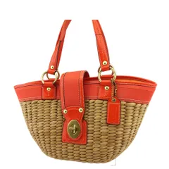 【最大30％OFF★ウィンターセール】コーチ COACH トートバッグ ターンロック レザータグ付き ベージュ オレンジ ゴールド レディース 中古