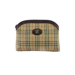 【最大30％OFF★ウィンターセール】バーバリー BURBERRY ポーチ ノバチェック ベージチェック　ブラウン レディース 中古